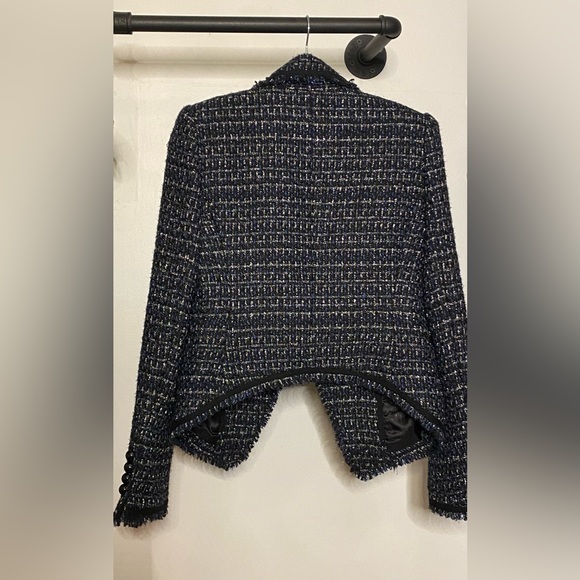 Veronica Beard Navy Cooke Dickey Metallic Lurex Tweed Jacket Blazer - Picture 9 of 11